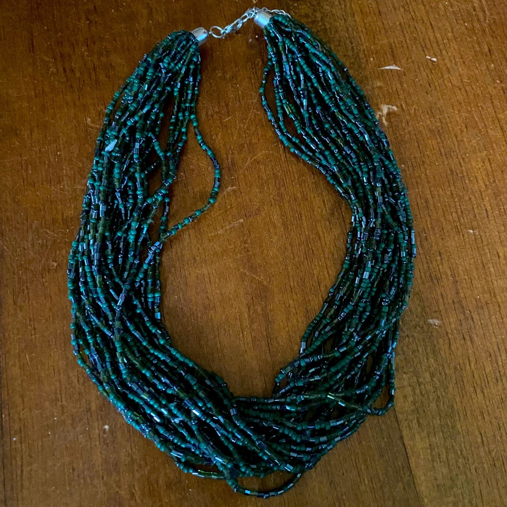 Multi layer beaded green necklace